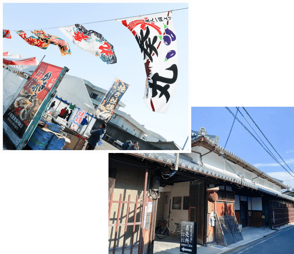 カキ小屋と浪花酒造